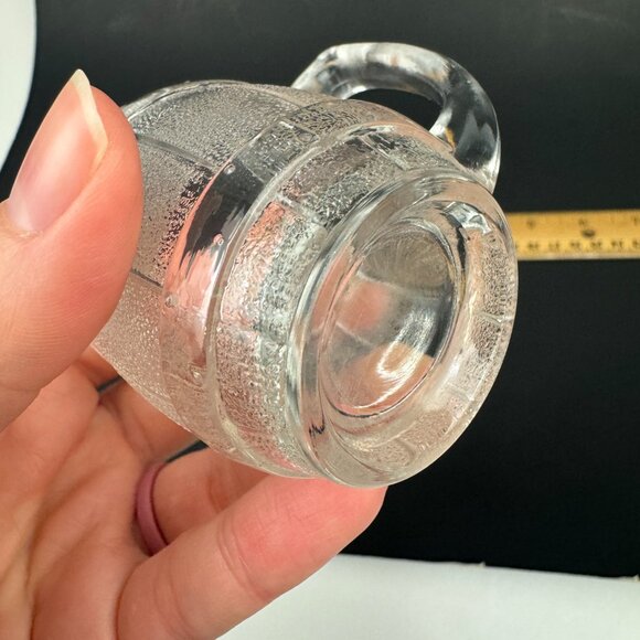 Vintage Hazel Atlas Clear Barrel Keg Mug Shot Glass w Handle Texture Bar Decor - Picture 8 of 10